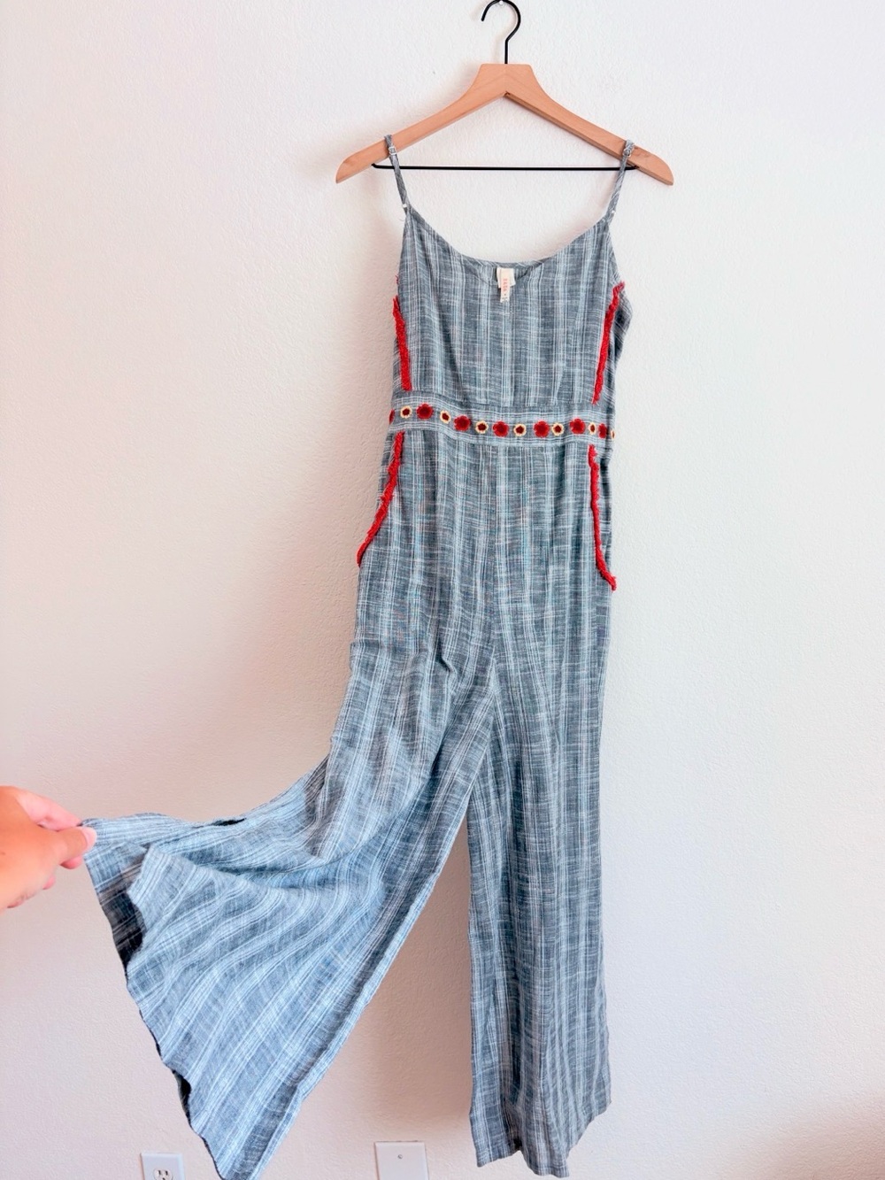 Raga Cotton Boho Plaid Wide-Leg Jumpsuit